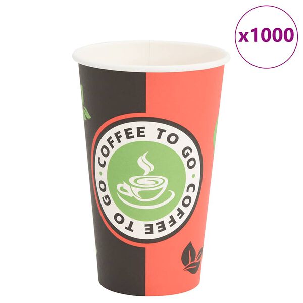 vidaXL Tasses &agrave; caf&eacute; en papier 1000 pcs 16oz 400ml rouge et noir