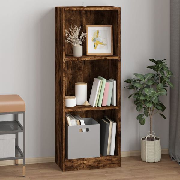 vidaXL Biblioth&egrave;que 3 niveaux Ch&ecirc;ne fum&eacute; 40x24x109cm Bois d'ing&eacute;nierie