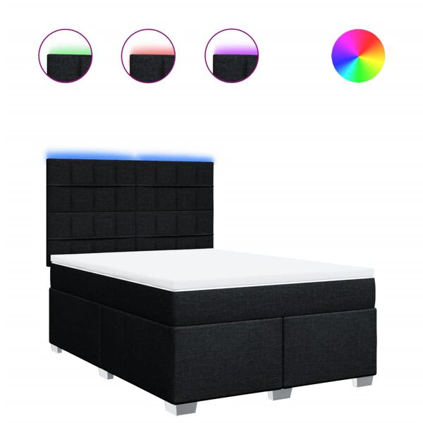 vidaXL Sommier &agrave; lattes de lit avec matelas Noir 160x200 cm Tissu