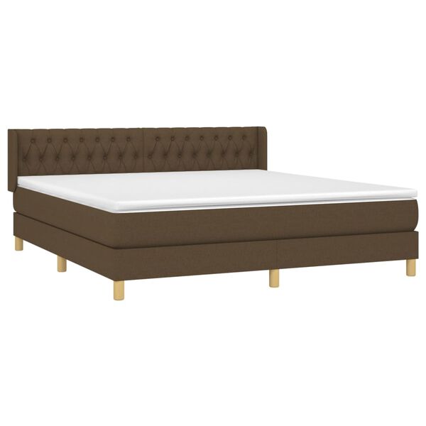 vidaXL Sommier &agrave; lattes de lit avec matelas Marron fonc&eacute; 180x200 cm