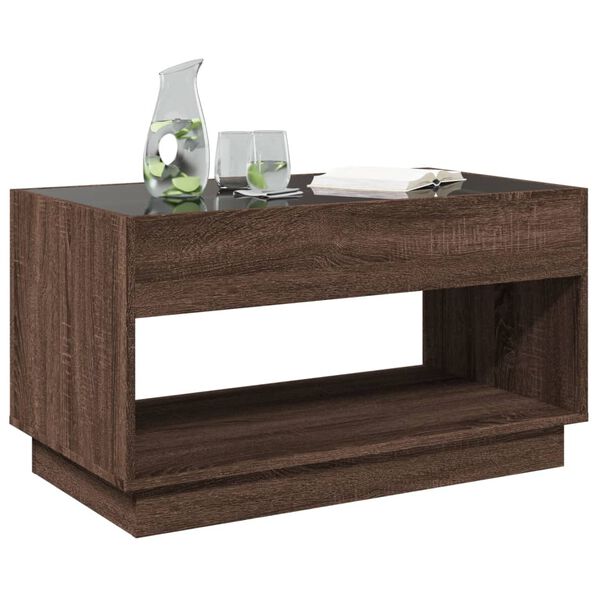 vidaXL Table basse avec LED infini chêne marron 90x50x50 cm