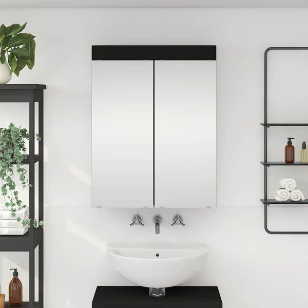 vidaXL Amoire de salle de bain avec miroir avec &eacute;tag&egrave;re TULUM Noir