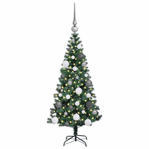 vidaXL Sapin de No&euml;l artificiel pr&eacute;-&eacute;clair&eacute; Vert 120 cm PVC et m&eacute;tal