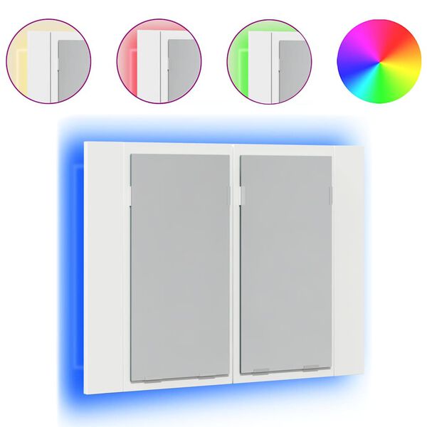 vidaXL Armoire salle de bain &agrave; miroir LED Blanc 60x12x45 cm Acrylique