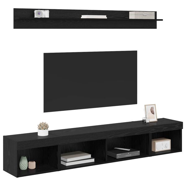 vidaXL Ensemble de meuble TV mural 5 pcs Ch&ecirc;ne noir Bois d'ing&eacute;nierie