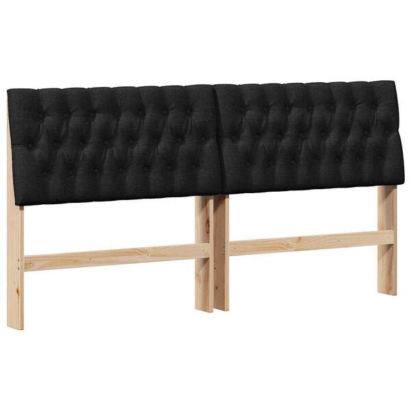 vidaXL T&ecirc;te de lit capitonn&eacute;e Noir 180 cm Pin massif