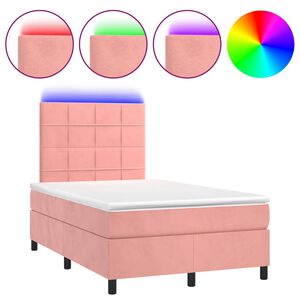 vidaXL Sommier &agrave; lattes de lit et matelas LED rose 120x190 cm velours