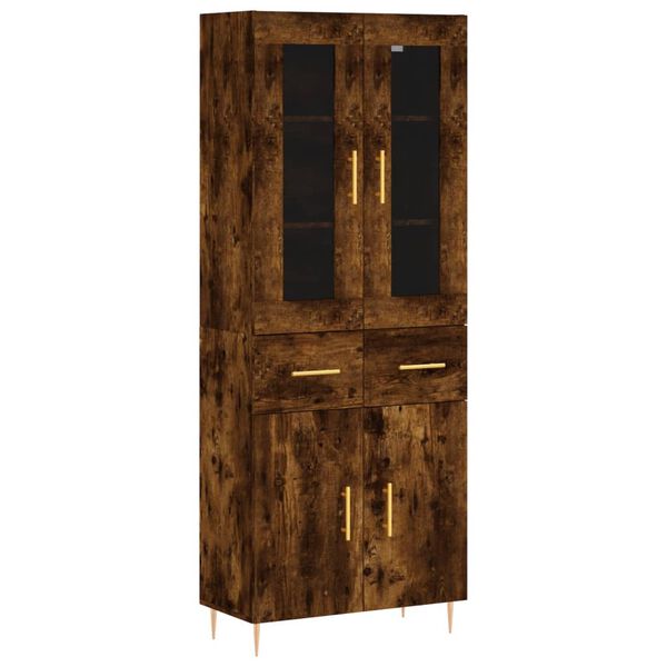 vidaXL Buffet haut Ch&ecirc;ne fum&eacute; 69,5x34x180 cm Bois d'ing&eacute;nierie