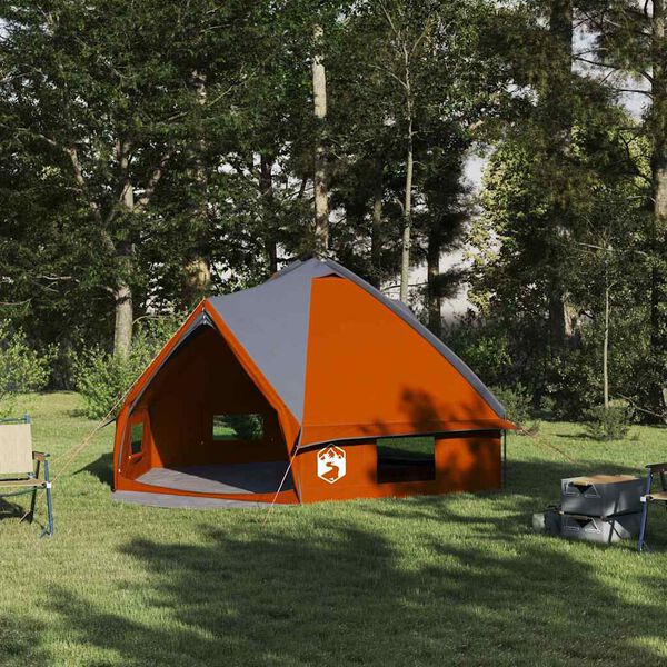 vidaXL Tente tipi avec toit Gris et orange 490 x 410 x 210 cm