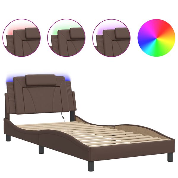 vidaXL Cadre de lit Viana avec LED sans matelas marron 100x200 cm