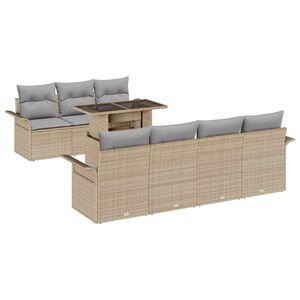 vidaXL Ensemble de canap&eacute; de jardin avec coussin 8 pcs Beige polyrotin
