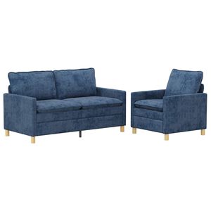 vidaXL Ensemble de Canap&eacute;s 2 pc Bleu Polyester
