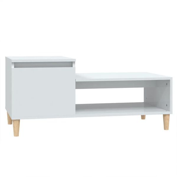 vidaXL Table basse Blanc brillant 100x50x45 cm Bois d'ing&eacute;nierie