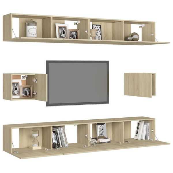 vidaXL Ensemble de meubles TV 6 pcs Ch&ecirc;ne sonoma Bois d'ing&eacute;nierie