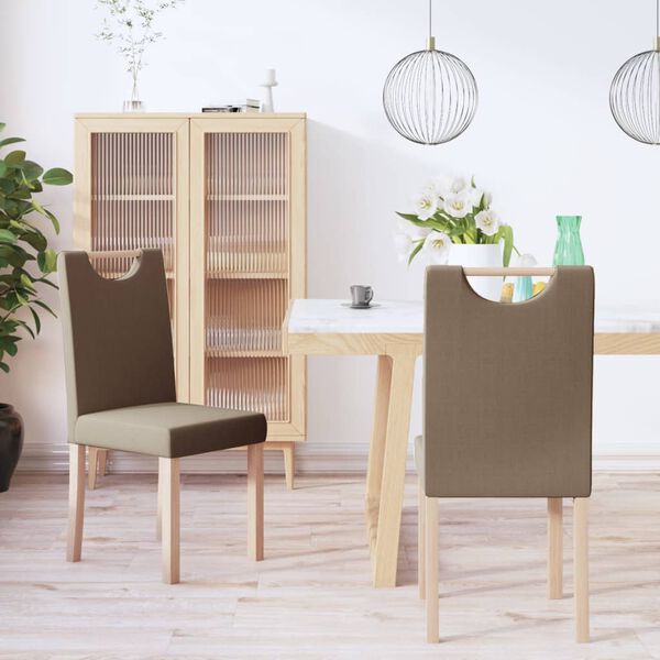 vidaXL Chaises &agrave; manger lot de 2 taupe tissu