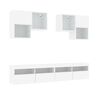 vidaXL Ensemble de meubles TV muraux 6 pcs avec lumi&egrave;res LED blanc