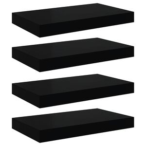 vidaXL Étagère murale flottante 4 pcs Noir brillant 40x23x3,8 cm MDF