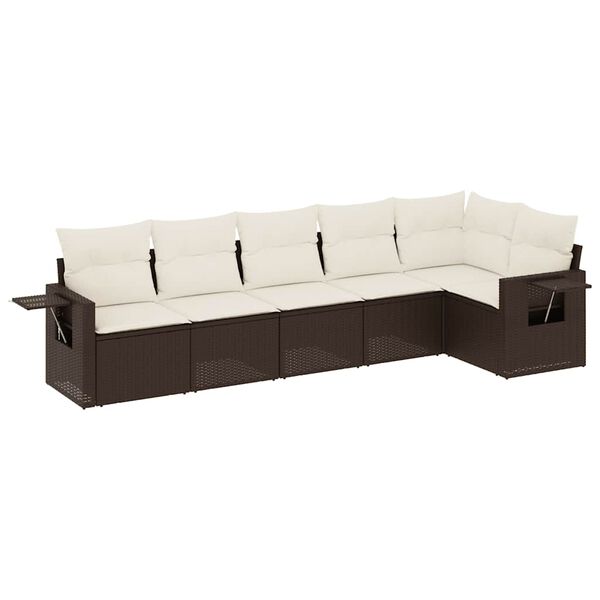 vidaXL Salon de jardin avec coussins 6 pcs marron r&eacute;sine tress&eacute;e