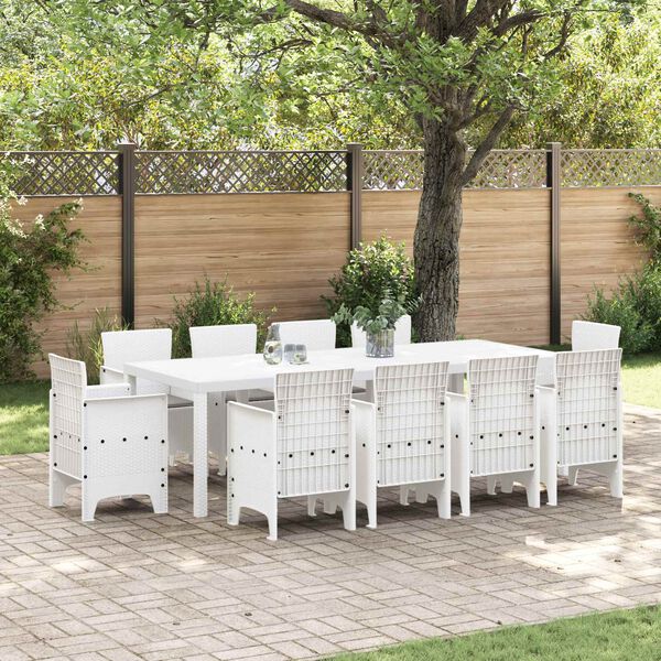 vidaXL Ensemble de salle &agrave; manger pour jardin 11 pcs Blanc