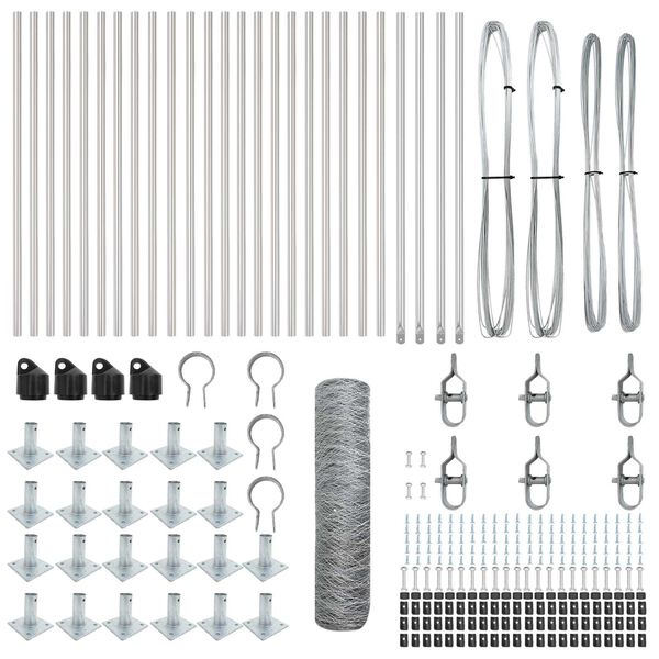 vidaXL Poteau de cl&ocirc;ture. Argent&eacute; 50 x 0,8 m (maillage 36 mm) Acier