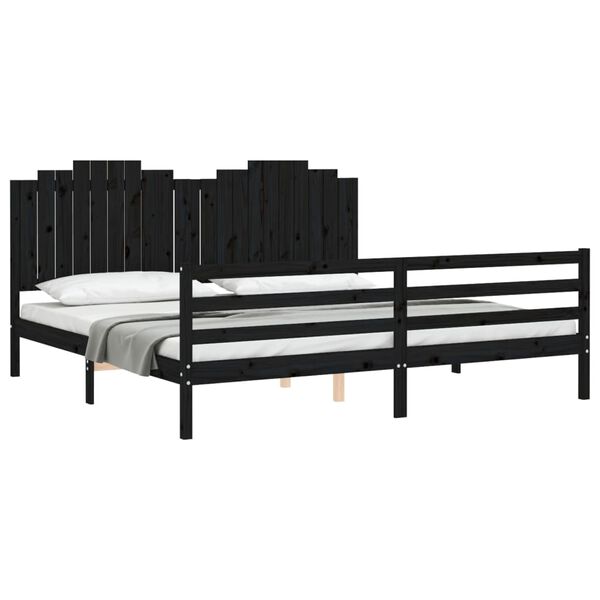vidaXL Cadre de lit sans matelas noir 200x200 cm bois massif