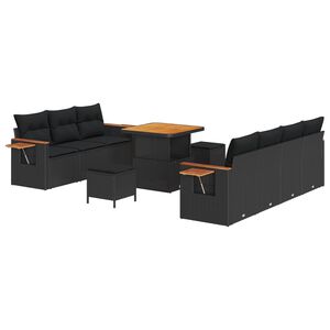 vidaXL Ensemble de canap&eacute; de jardin avec coussin 13 pcs Noir polyrotin