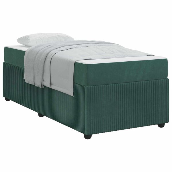 vidaXL Cadre de lit avec matelas Vert fonc&eacute; 90 x 190 cm tissu
