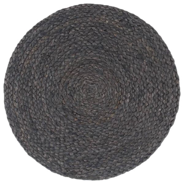 vidaXL Napperons 6 pcs Gris fonc&eacute; Plain 38 cm Rond Jute
