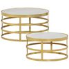 vidaXL Ensemble de table basse 2 pcs Marbre Laiton et blanc