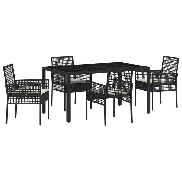 vidaXL Ensemble de salle &agrave; manger pour jardin 5 pcs Noir polyrotin