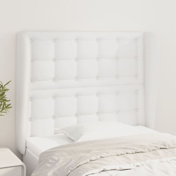 vidaXL Tête de lit avec oreilles Blanc 103x23x118/128 cm Similicuir