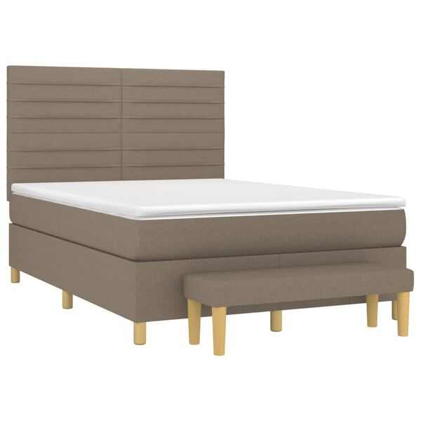 vidaXL Sommier &agrave; lattes de lit avec matelas Taupe 140x190 cm Tissu