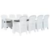 vidaXL Ensemble &agrave; manger d'ext&eacute;rieur 9pcs Plastique Blanc Aspect rotin