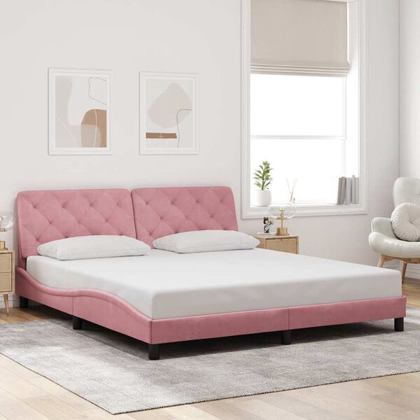 vidaXL Cadre de lit sans matelas rose 180x200 cm velours