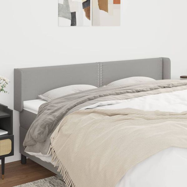 vidaXL T&ecirc;te de lit avec oreilles Gris clair 203x16x78/88 cm Tissu