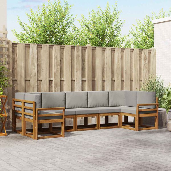 vidaXL Ensemble de canap&eacute;s d'ext&eacute;rieur 7 pcs Gris Naturel et Clair