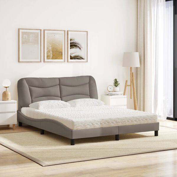 vidaXL Lit avec matelas Hvar taupe 160x200 cm tissu