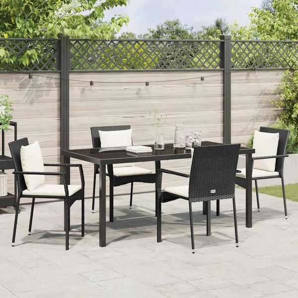 vidaXL Ensemble de salle à manger pour jardin 5 pcs Noir polyrotin