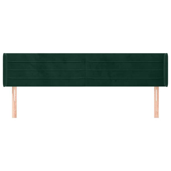 vidaXL T&ecirc;te de lit avec oreilles Vert fonc&eacute; 203x16x78/88 cm Velours
