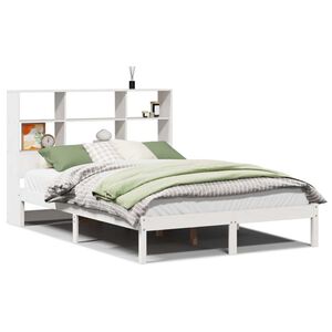 vidaXL Lit biblioth&egrave;que sans matelas blanc 140x190 cm bois pin massif