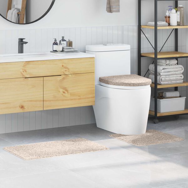 vidaXL Ensemble de tapis de bain antid&eacute;rapants 3 pcs Cr&egrave;me PP