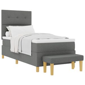 vidaXL Lit &agrave; ressorts avec matelas Gris fonc&eacute; 90 x 190 cm tissu