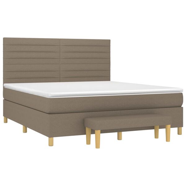vidaXL Sommier &agrave; lattes de lit avec matelas Taupe 180x200 cm Tissu