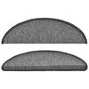 vidaXL Tapis d'escalier 15 pi&egrave;ces 56 x 17 x 3 cm Gris fonc&eacute; Demi-rond