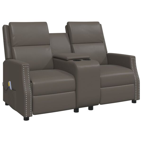 vidaXL Fauteuil de massage inclinable 2 places gris similicuir