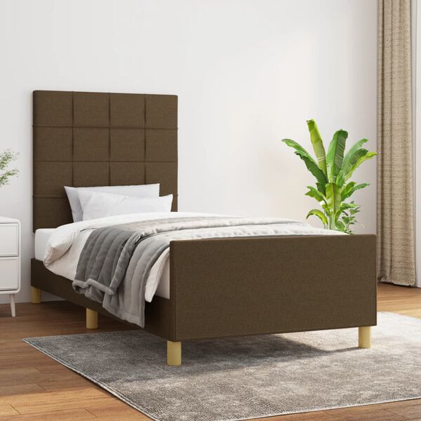 vidaXL Cadre de lit sans matelas marron fonc&eacute; 90x190 cm tissu