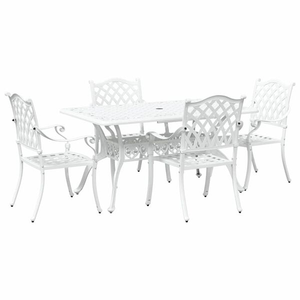 vidaXL Ensemble de salle &agrave; manger pour jardin 5 pcs Blanc Aluminium