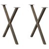 vidaXL Pieds de table &agrave; manger en forme de X, 2 pi&egrave;ces, acier naturel, 70 x (72-73) cm
