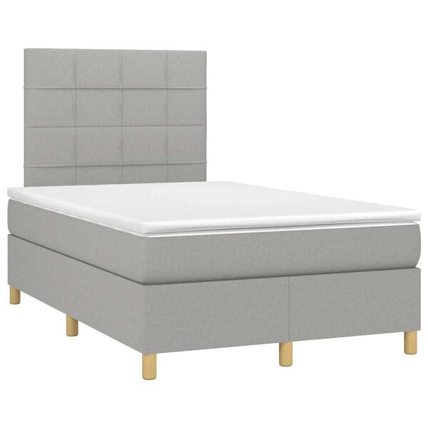 vidaXL Sommier &agrave; lattes de lit matelas LED gris clair 120x190 cm tissu