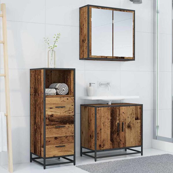 vidaXL Ensemble de mobilier de salle de bain avec tiroir Bois Ancien